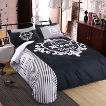 Brand Bedding Set Duvet Cover Set for Couples Plain Letter Print Pattern Bed Linens Sheet Pillow Cover 4PCS Queen King Size