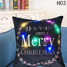 New Christmas Cartoon Creative elk pattern LED light series Flax Cushion Cover Home Decorative Waist Pillow Case Sofa Chair